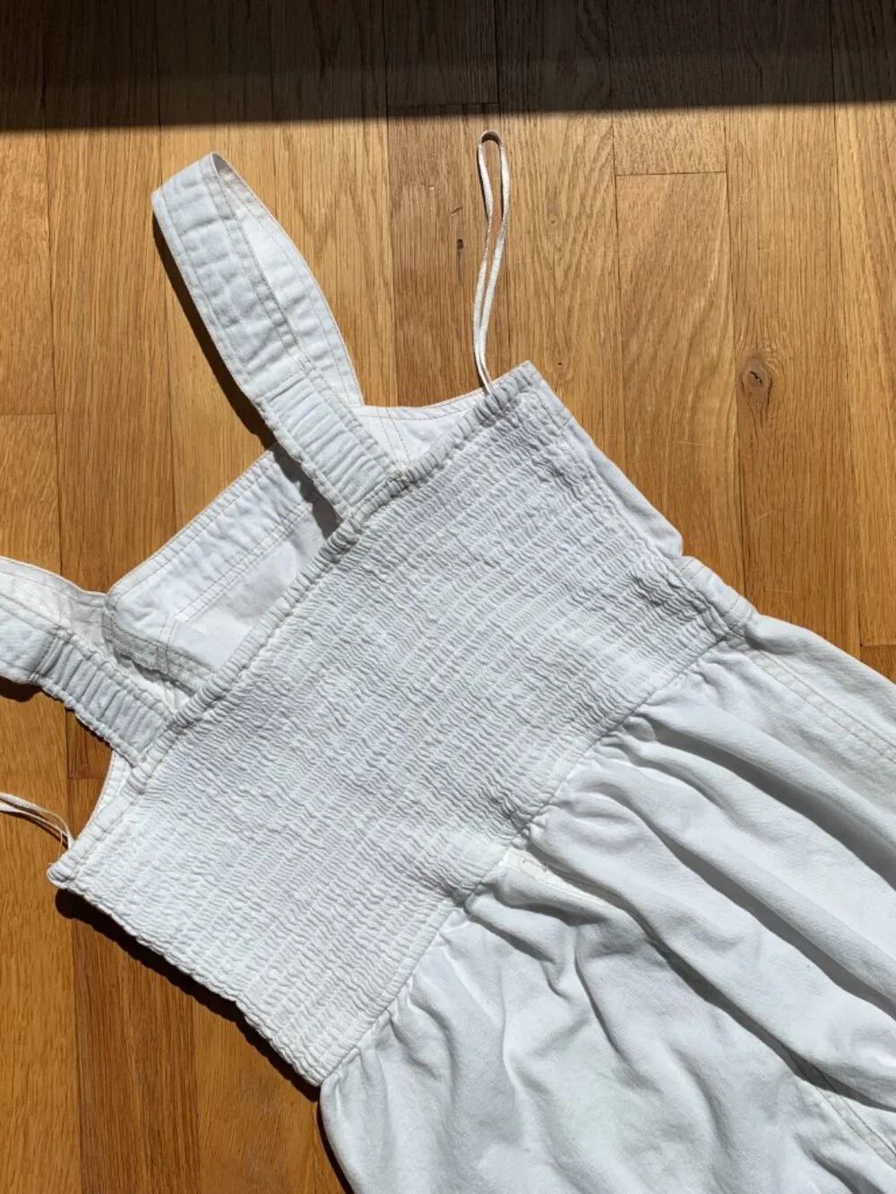 White Denim Jumpsuit Romper Overalls Womens Small - Picture 6 of 13